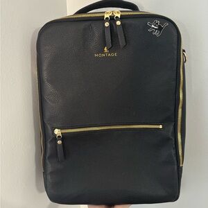 Montage Black Vegan Leather Backpack | Laptop Work Travel Bag